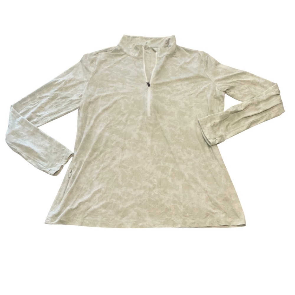 CALIA Women XL Sage Green Marble Quarter Zip Long Sleeve Athletic Golf Shirt Top